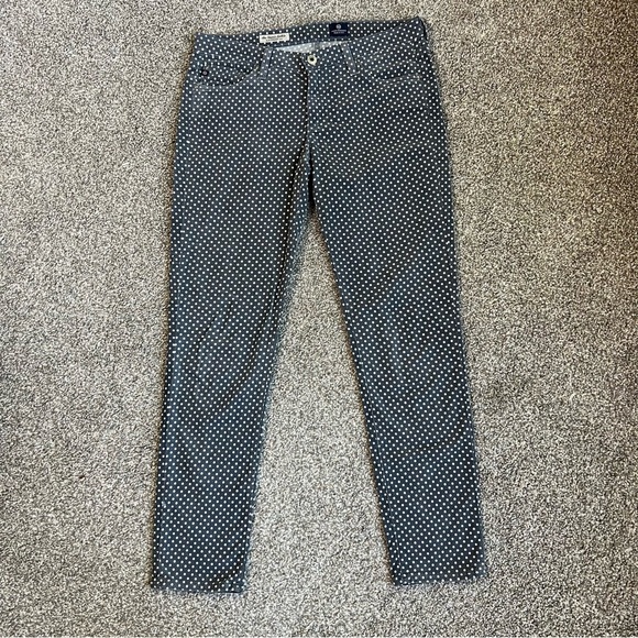 AG Adriano Goldschmied Gray White Polka Dot The Stevie Ankle Straight Leg, 28 - Picture 1 of 8